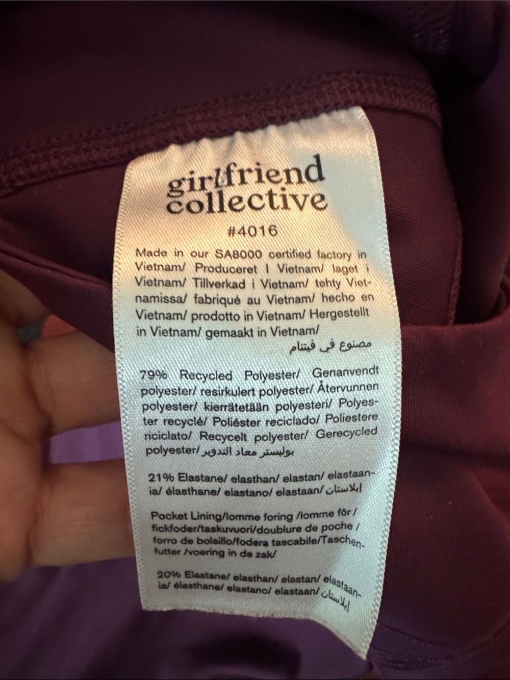 Two pairs girlfriend collective Orange and Plum Leggings - Picture 10 of 13